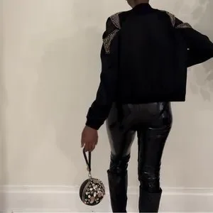 Endless Rose Jackets Coats Endless Rose Sequin Sleeve Bomber